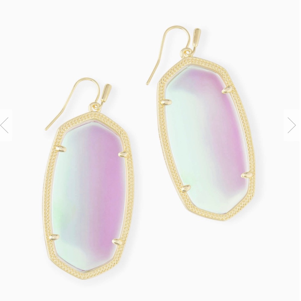 Danielle Gold Drop Earrings In Dichroic Glass